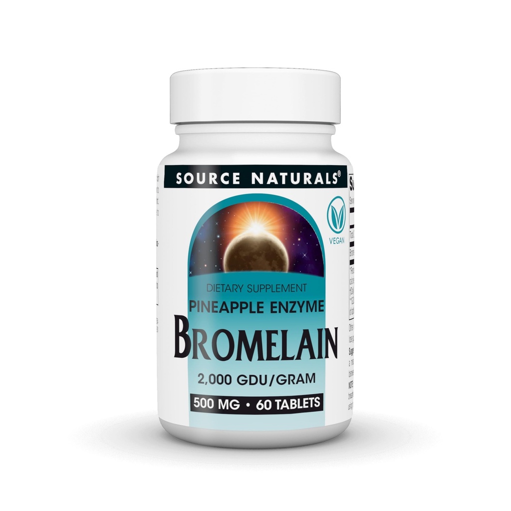 Source Naturals Bromelain, 2.000 GDU / GRAM, Ananas Enzyme, 500 MG - 60 tabletter