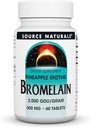Source Naturals Bromelain, 2.000 GDU / GRAM, Ananas Enzyme, 500 MG - 60 tabletter