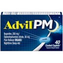 Advil PM Pain Reliever og Nighttime Sleep Aid, Pain Medicine med Ibuprofen for Pain Relief og Diphenhydramin Citrate for a Sleep Aid - 40 Coated Caplets