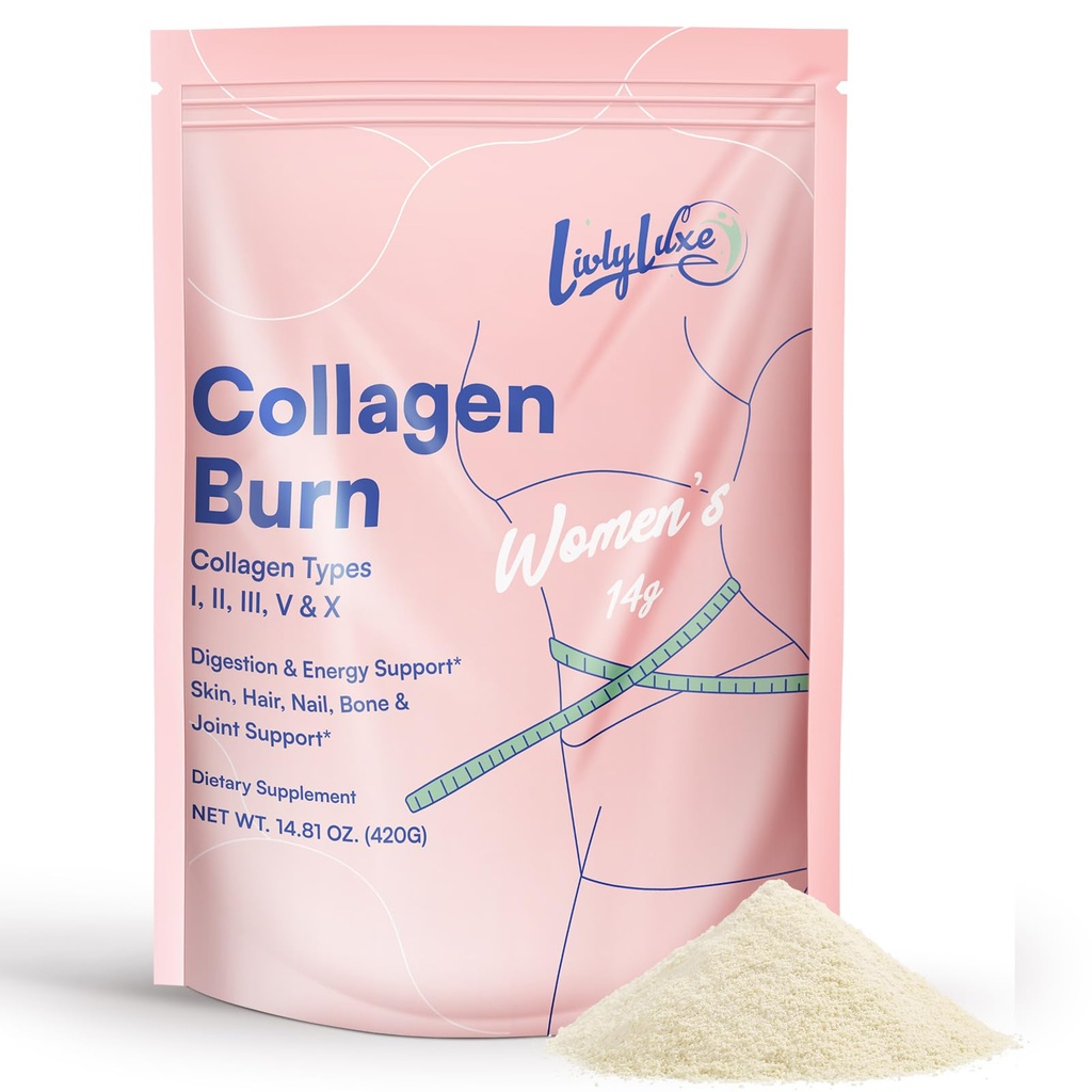 Collagen Burn Powder til kvinder - vægttab kosttilskud til Belly Fat Burning, Metabolisme Booster, designet til effektiv og sundere fedt tab - 420g