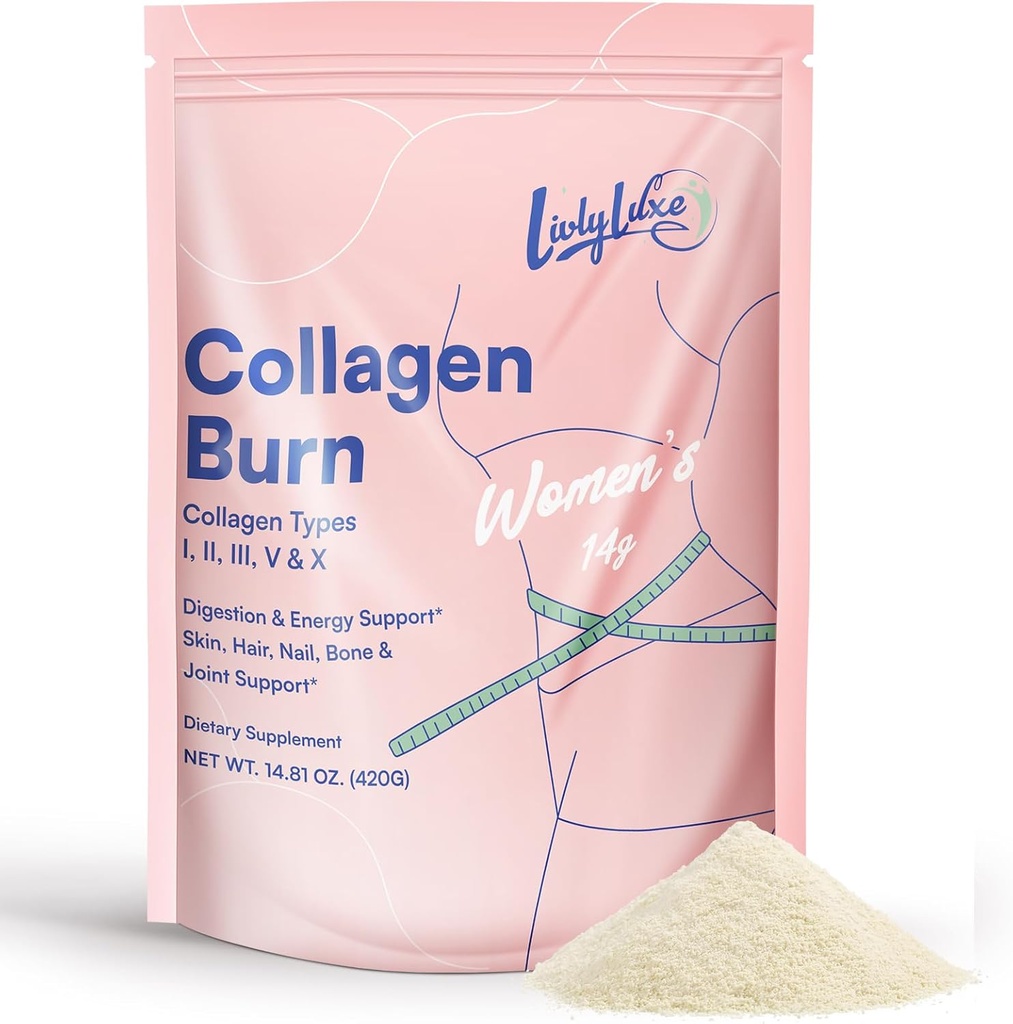 Collagen Burn Powder til kvinder - vægttab kosttilskud til Belly Fat Burning, Metabolisme Booster, designet til effektiv og sundere fedt tab - 420g