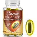 Ubiquinol CoQ10 600 MG Softgel med Omega-3 & Shilajit & PQQ, Advanced Dual- Delivery Coenzyme- Q10, Active CoQ10 Ubiquinol Supplement for Fertilitet, Antioxidant, Heart, Brain & Energy, 60 Servering