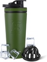 Ice Shaker Isoleret rustfrit stål Shaker Bottle 124; 26oz, grøn Shakes 124; kulde til 30 + Timer