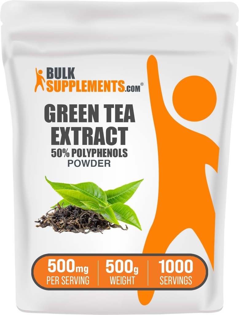 BulkSupplements.comgreen Tea Extract Powder - 50% Polyphenols Supplement, EGCG Supplements - Gluten Free, 500mg per Serving, 500g (1.1 lbs) (Pack of 1)