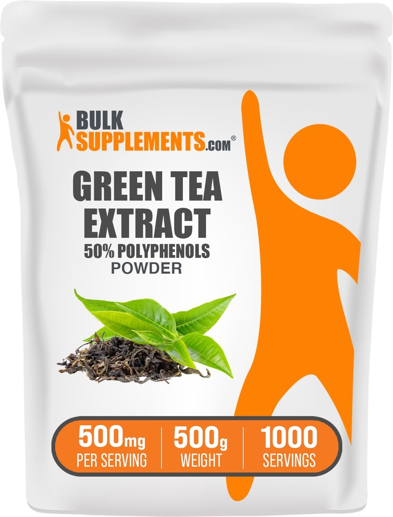 BulkSupplements.comgreen Tea Extract Powder - 50% polyphenoler supplement, EGCG Kosttilskud - Gluten Free, 500mg per Serving, 500g (1.1 lbs) (Pack of 1)