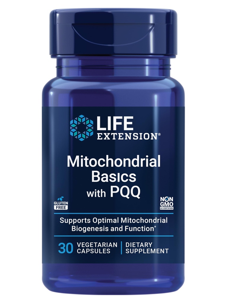 Life Extension Mitochondrial Basics with PQQ, L-Taurine, R-lipoic Acid, foundational Supplement for Cellular Energy Production, Brain and Heart Health, Gluten-Free, Non-GMO, Vegetarian, 30 Capsules