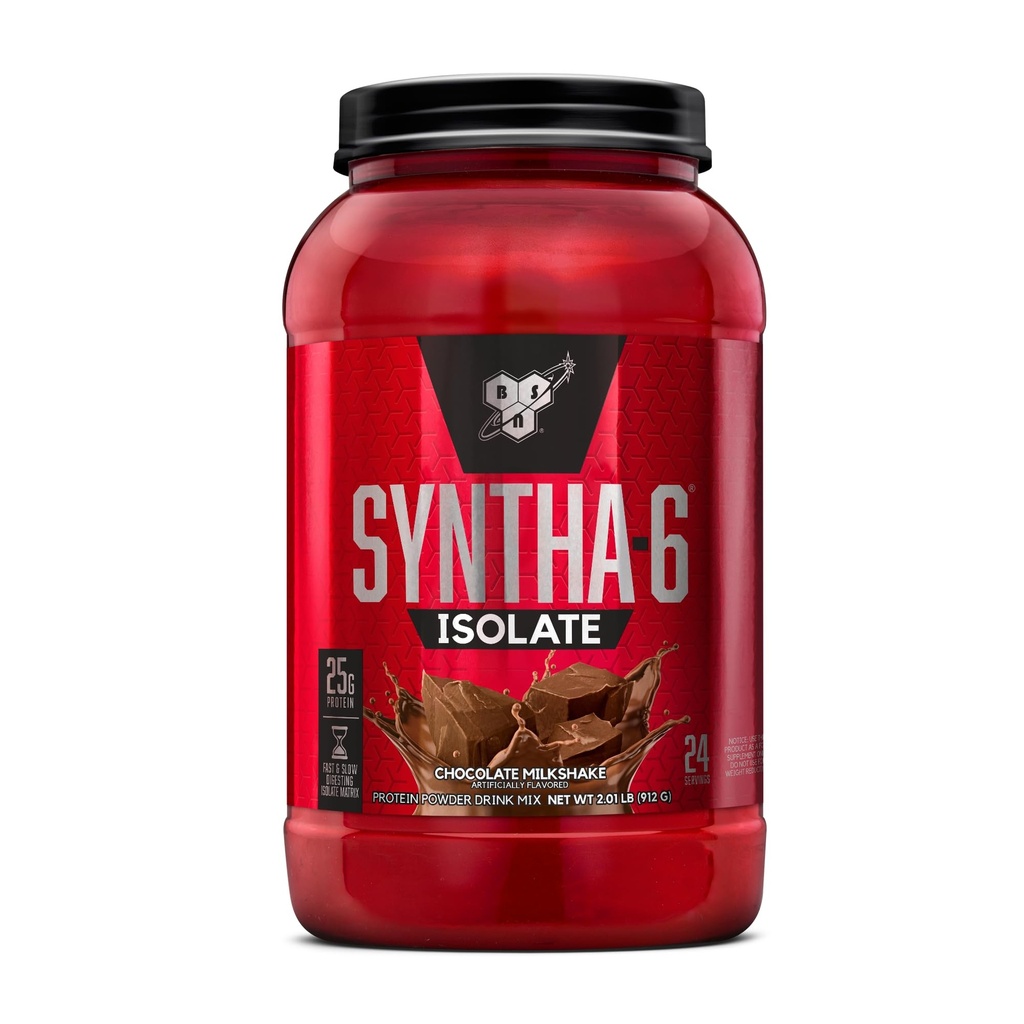 BSN SYNTHA- 6 Isolate Protein Powder, Chokolade Protein Powder with Whey Protein Isolate, Milk Protein Isolate, Flavor: Chokolade Milkshake, 24 Servere