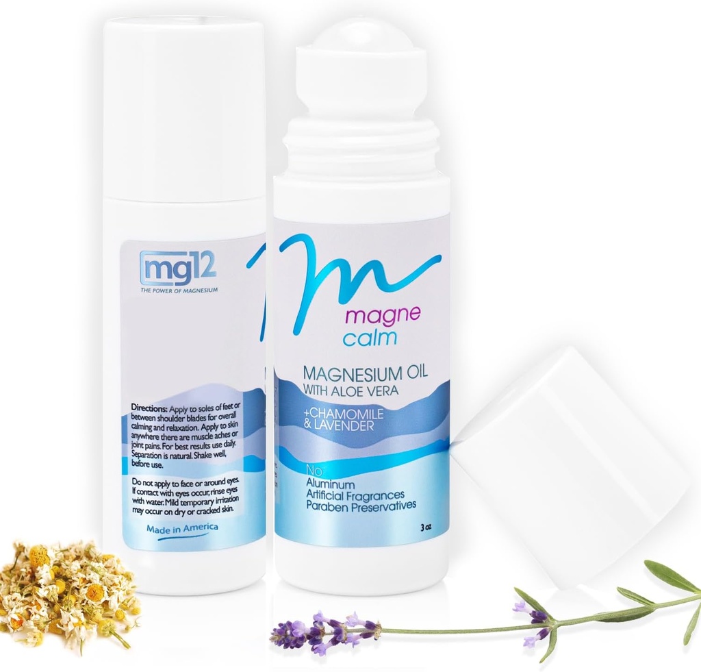 MagneSol Roll-On med Lavendel & Kamille - Lindrende Magnesium, 3 oz