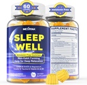 Melatonin Free Sleep Gummies, med Magnesium Glycinate, GABA, 5-HTP, L-Theanin, Valerian, Kamille, Lemon Balm, Vitamin D3 & B6 - Hormone & Drug- Free, Non-Habit Forming, Sugar Free