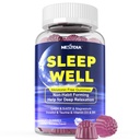 Melatonin Free Sleep Gummies, med Magnesium Glycinate, GABA, 5-HTP, L-Theanin, Valerian, Kamille, Lemon Balm, Vitamin D3 & B6 - Hormone & Drug- Free, Non-Habit Forming, Sugar Free