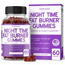 Night Time Fat Burner Gummies (60 Greve) Vægttab & Metabolisme - Sugar- Free - Lækker Raspberry Flavored Melatonin Supplement Gummies - Vegan Safe - tredjeparts testet - Made in USA
