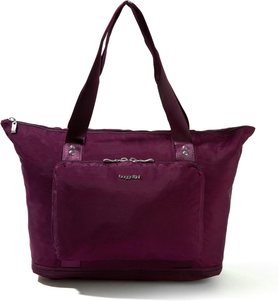 Baggallini Carryall Expandable Lightweight Travel Tote 22" Packable Folding Compact Nylon Washable Weekender w/Luggage Sleeve