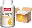 Jarrow Formulas Kright - Vitamin K- Complex (K1, MK-4, MK- 7, D3) - 60 Serveringer (Softgels) - Kosttilskud til Bone & Kardiovaskulær Health Support - Vitamin K2 MK- 7 - Gluten Free, Pack of 12