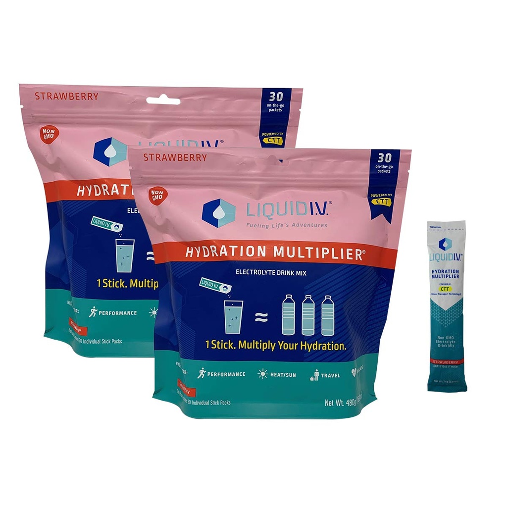Liquid I.V. Hydration Multiplier, 30 Stick Packs, Strawberry (2 Pack)