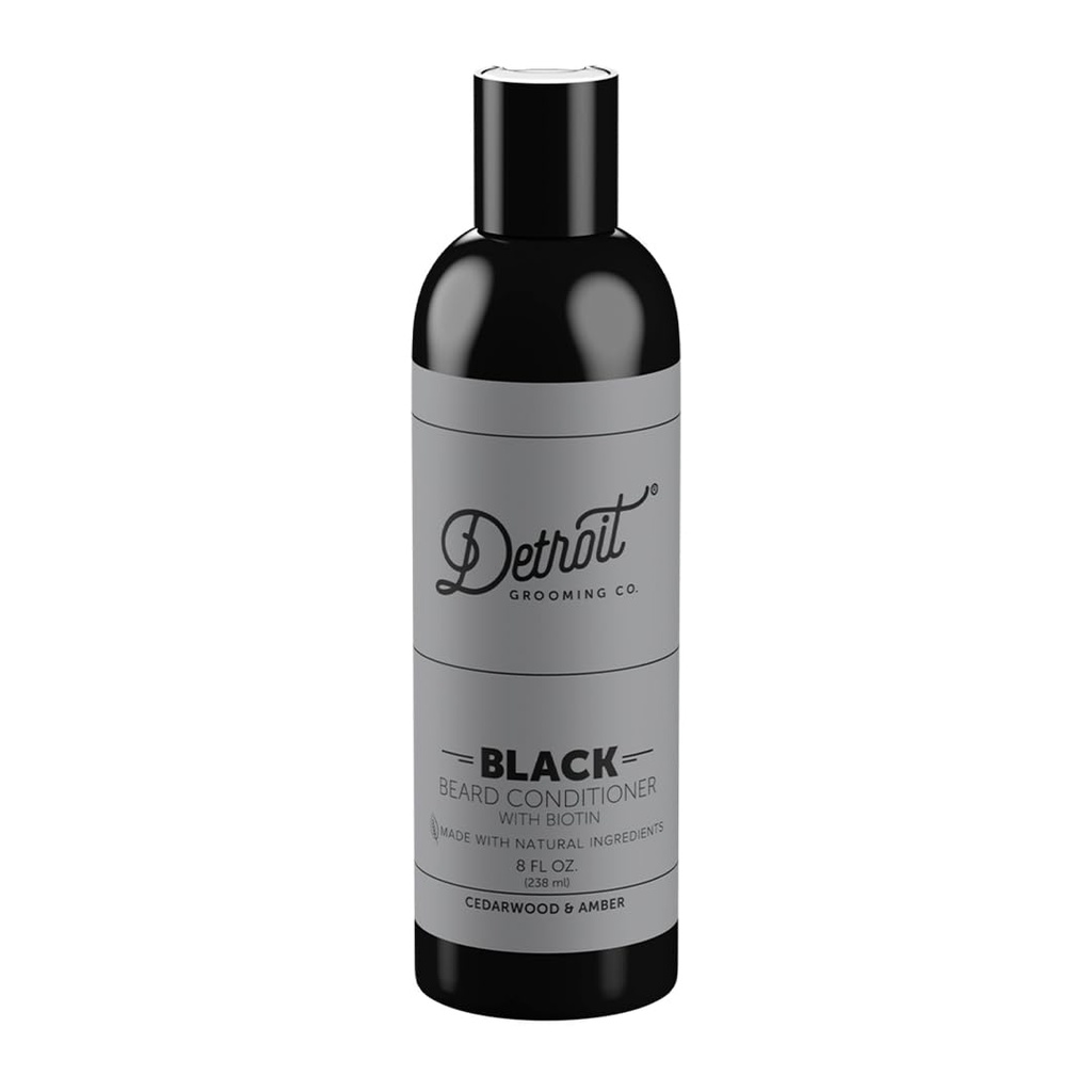 Detroit Grooming Co. Beard Conditioner med Apple Extract & Aloe Vera - Softing, Detangling og Hydrating Beard Conditioner - Black Edition (Cedarwood & Amber) - 8oz