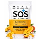 SOS Hydration Electrolyte Powder Drink Mix 124; 24 Servings Beeg 124; Væsentlige vitaminer Lav sukker Keto- venligt-- 124; Mango