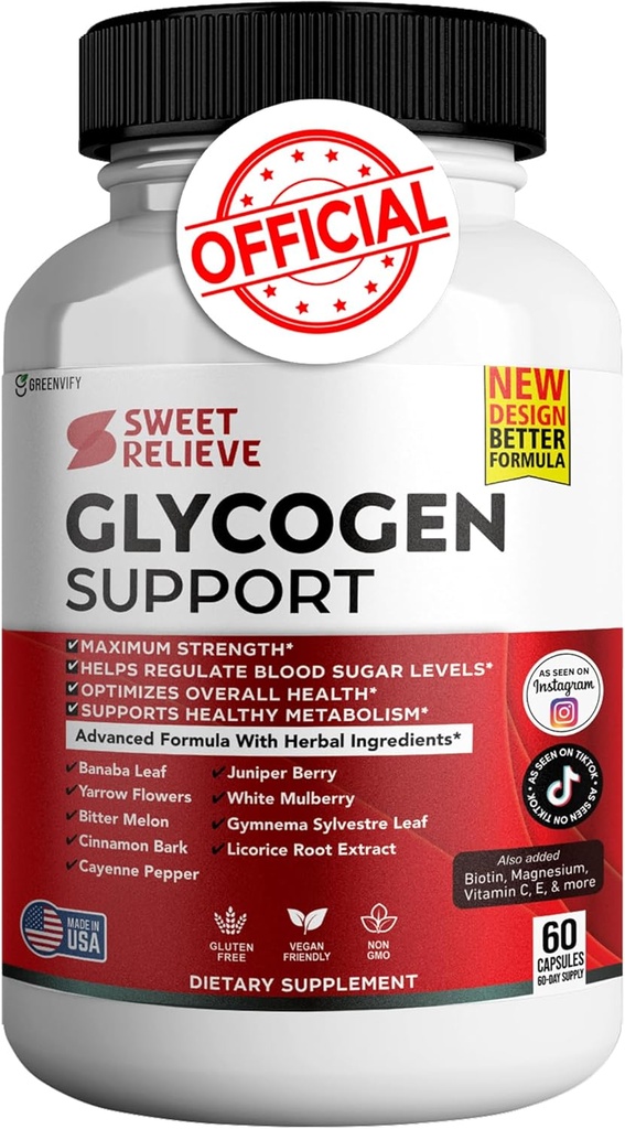 Sweet Relieve Glycogen Support Joints Blood Vessel Cleaner Supplement - Glycogen Support Kapsler Sweetrelief Formel Glyco Optimizer - 60 Kapsler