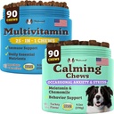 Natural Dog Company Multivitamin og Calming Supplement Bundle, Daily Nutrients og Angst Relief for Hunde, Støtte fælles sundhed, Hud & Coat, Reducere stress fra støj & Rejser, Væsentlige vitaminer