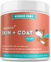 Wonder Paws Skin & Coat supplement til hunde med lakseolie, Omega 3 & 6, EPA & DHA, fremmer sund hud og coat, Itchy Relief, fælles og samlet sundhed, lækker flavor, 70 hud & frakke Soft Chews