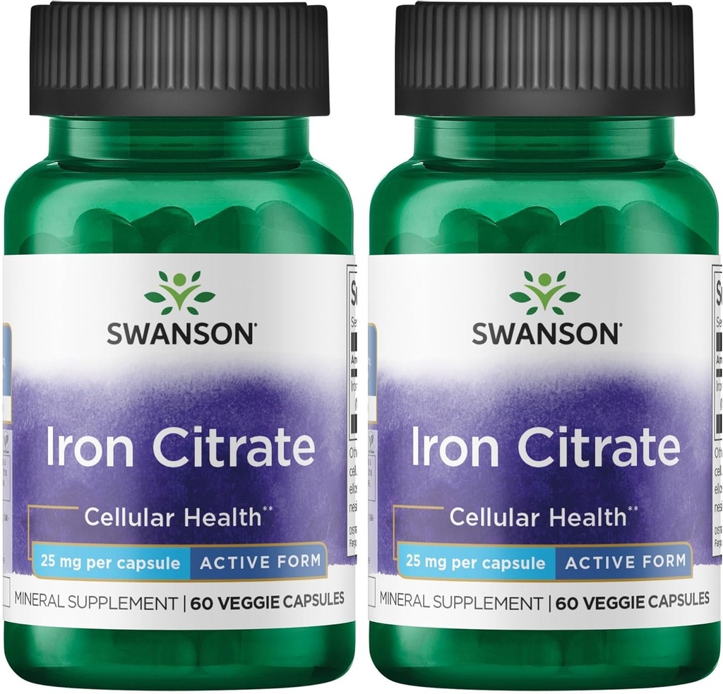 Swanson Iron Citrate 25 Milligram 60 Veg Kapsler (2 Pack)
