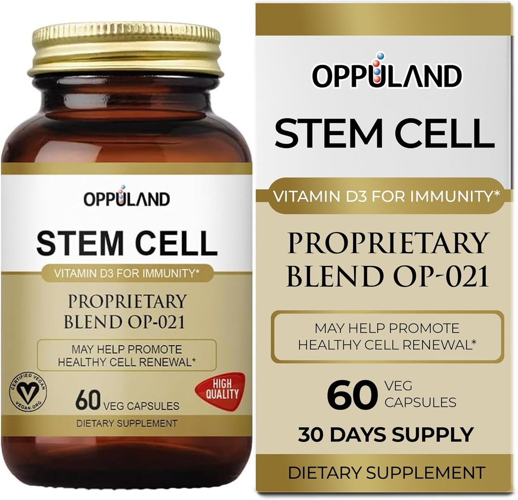 Stem Cell Activator Supplement - Boost Cell Regeneration med Stem Cell Complex - Proprietary Blend af OP- 021 med Vitamin D3, Blåbær, Rød Grape & Green Tea Extract - 60 kapsler