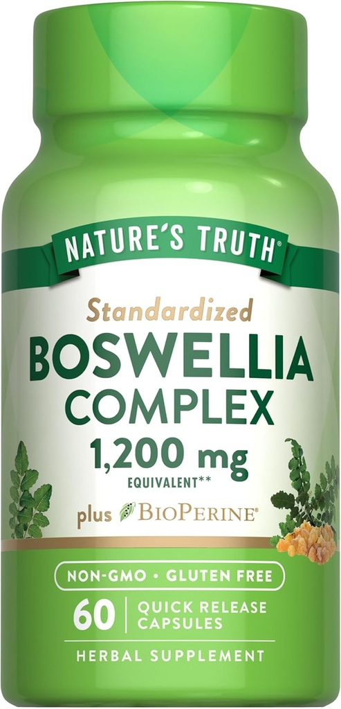 Nature's Truth Boswellia Complex | 1200mg | 60 Capsules | with BioPerine | Non-GMO & Gluten Free Supplement