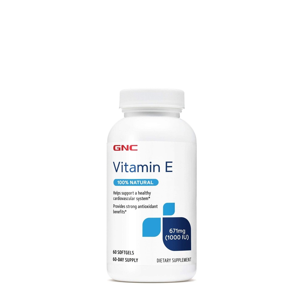 GNC Vitamin E 100% Natural 1000IE - 60 Softgels, 60 Servere