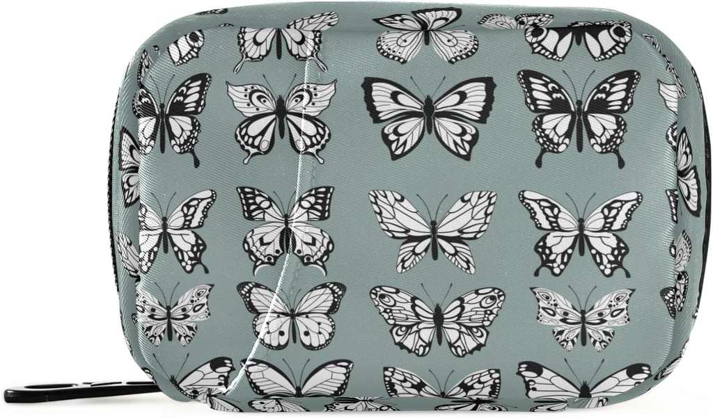 Naanle Vintage Butterfly Pill Box 7 Day Pill Case Travel Pill Organizer Bag med lynlås Pill Holder Portable ugentlige sag Kompakt størrelse for vitamin supplement