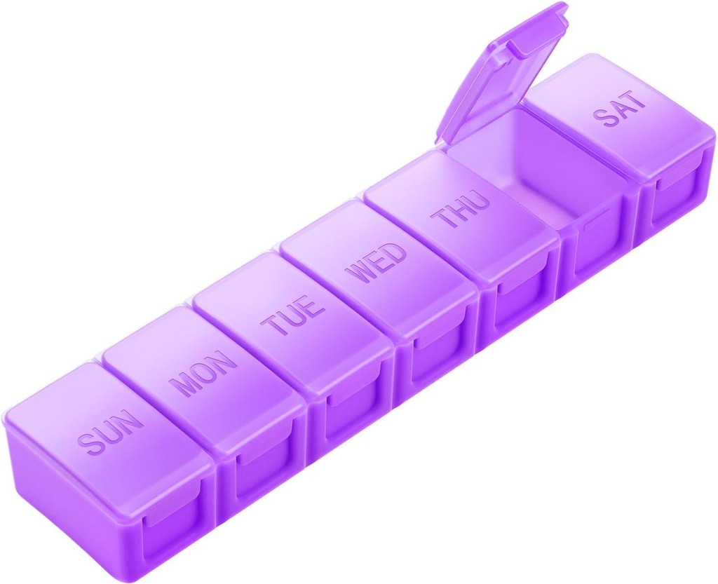 Ekstra stor pille Organizer Weekly, KAPENS Daily Pill Case Box Stor kapacitet Compartments, 7 dages piller beholdere til medicin Kosttilskud Vitamin Fish Oil, Lilla