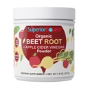 Superior Source Organic Beet Root & Apple Cider Vinagar Powder - Nitrooxide Booster - Understøtter energi, fordøjelse & hjerte sundhed - Non- GMO - 7,4 oz