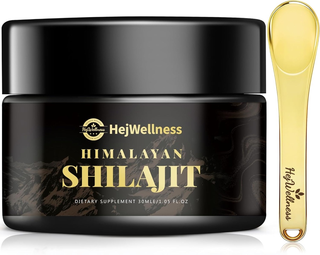 Shilajit Resin Organic 85 + Trace Minerals & Fulvic Acid - 60 Servering Natural Shilajit til mænd og kvinder for energi Boost & immunforsvar, 500mg