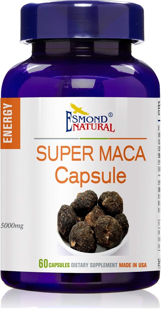 Super Maca Capsule (Energy Enhancer & Mood Stabilizer), USA, FDA, GMP, NPAC- 5000mg, 60 Kapsler