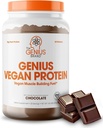 Genius Vegan Protein Powder, Chokolade - Plante-baserede Lean Muscle Building Shake for Mænd & Kvinder - Pea & Pumpkin Protein Sources - naturligt aromatiseret & sødet - Dairy & Lactose Free