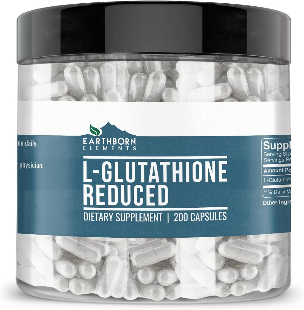 Earthborn Elements L-Glutathione Reduced, Pure & Undiluted, No Additives (200 Count)