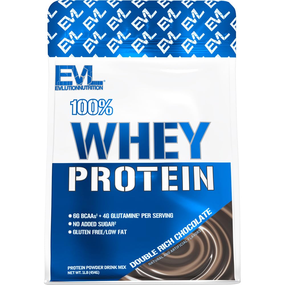 Evolution Nutrition 100% Whey Protein, 25g Whey Protein, 6g BCAA, 4g Glutamin, Gluten Free (1 LB, Double Rich Chocolate)