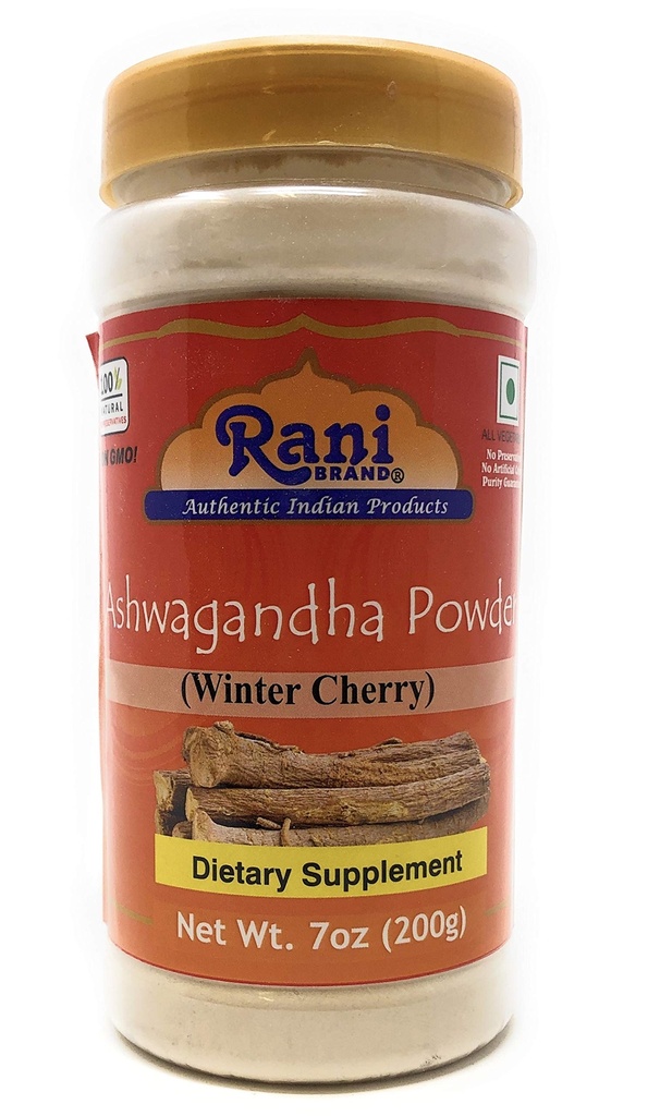 Rani Ashwagandha Powder (Witania Somnifera) 7oz (200g) PET Jar ~ All Natural Measures 124; No Color Measures 124; Gluten Friendly Measures 124; Vegan Measures 124; Non- GMO Measures 124; Ingen salt eller fyldstoffer Measures 124; Indian Origin