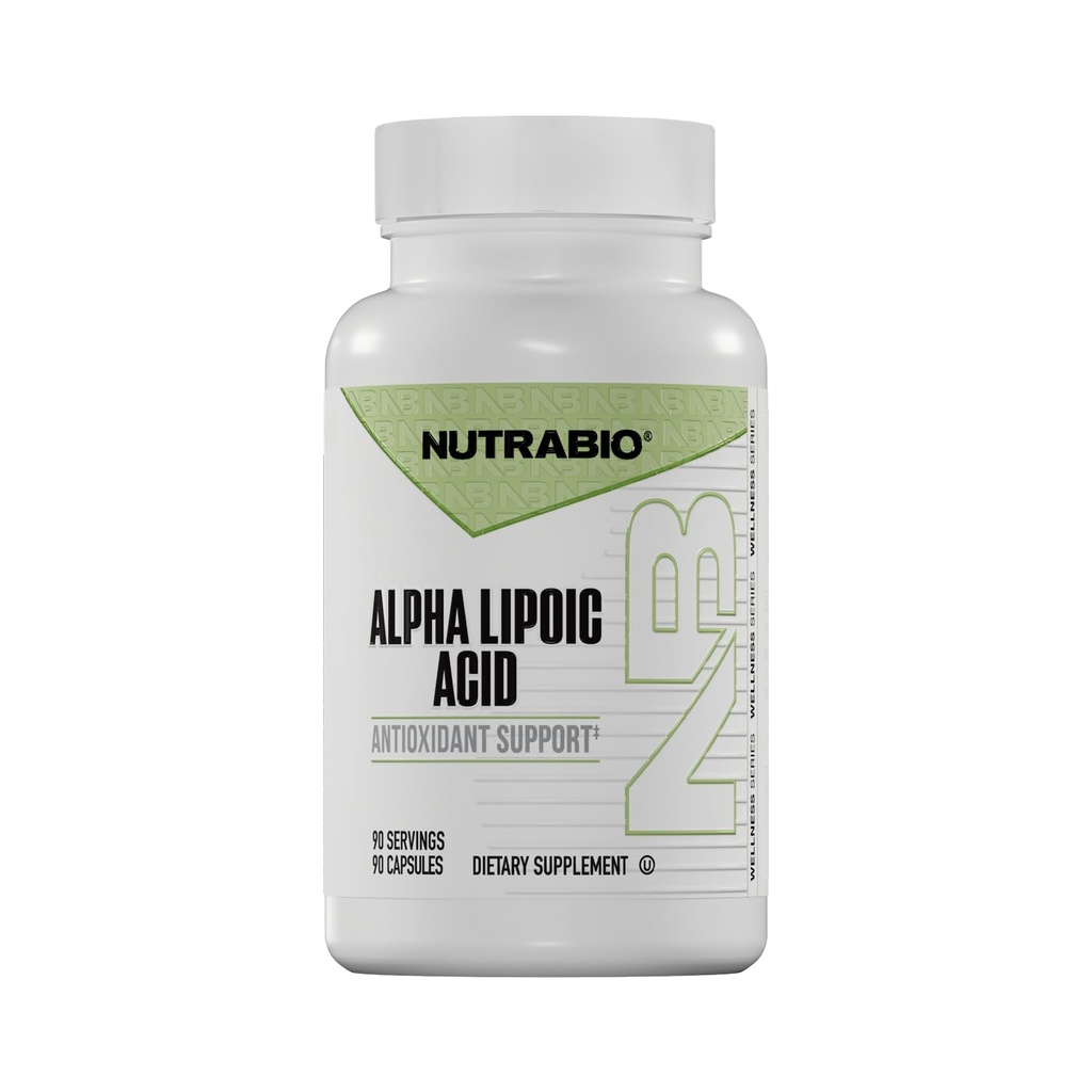 NutraBio Alpha Lipoic Acid (ALA) Supplement, 300mg - Understøtter Antioxidant Health, Maj Boost Energy Production and Wellness, 90 Vegetabilske kapsler
