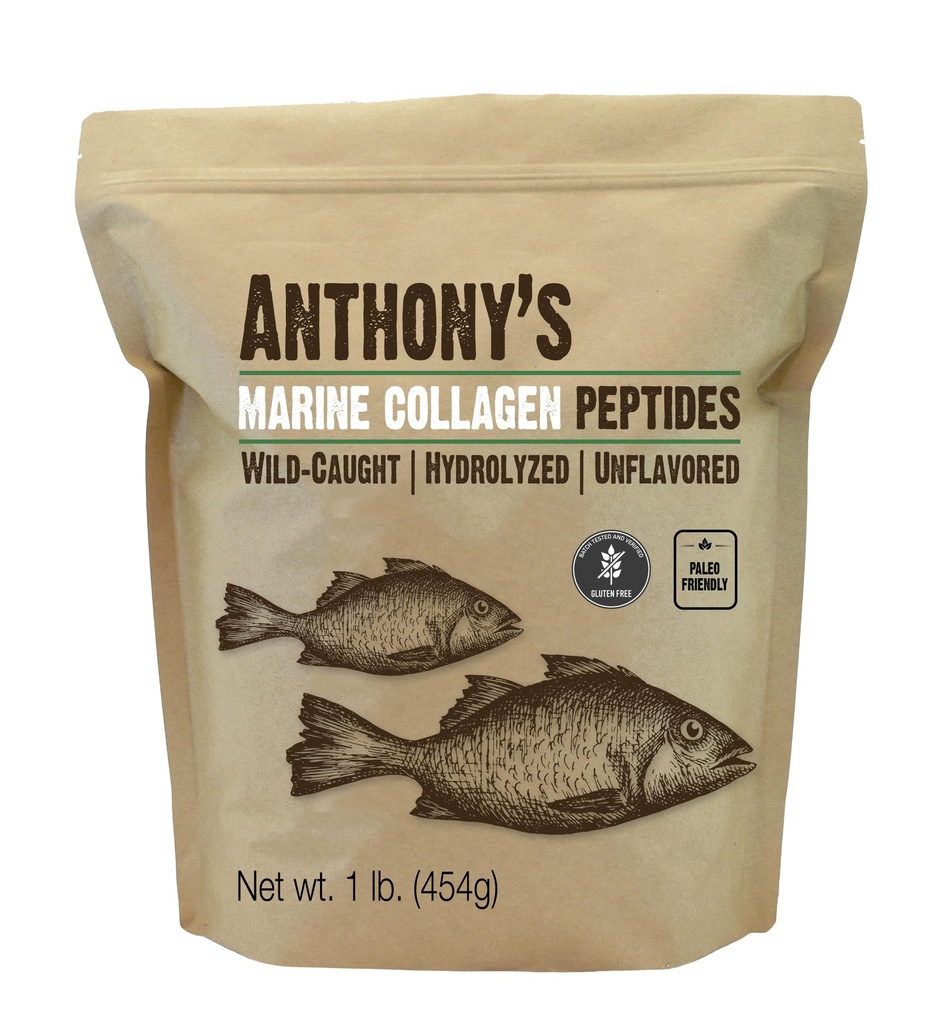 Anthony 's Hydrolyzed Marine Collagen Peptider, Gluten- Free, Paleo og Keto Friendly, Unflavored, 1- Pound
