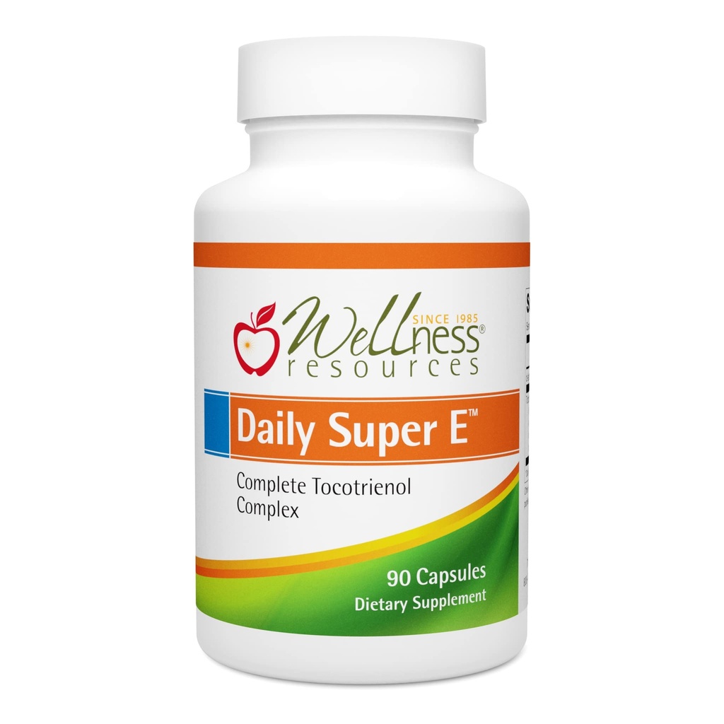 Wellness Resources Daily Super E - Tocotrienol Vitamin E Complex: Soy- Free Full Spectrum Vitamin E med Delta, Gamma & Alpha Tocotrienoler til Antioxidant Protection, Natural Source, Non- GMO (90 Caps)
