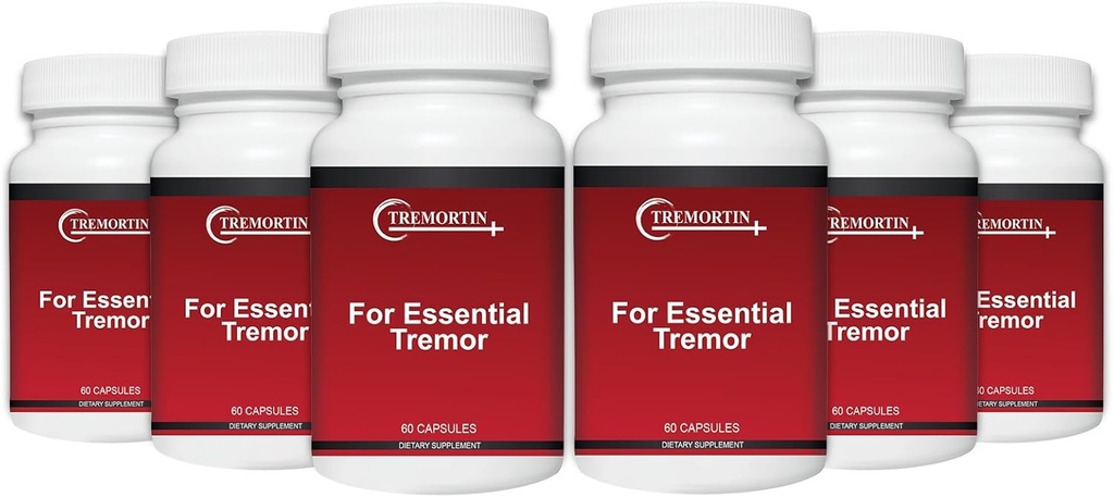 Tremortin - 6 Packs- Bedste Naturhjælp til Essential Tremor - Giver Relief til Shaky Hands, Arm, Ben, & Stemme Tremor