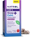 Natrol Sleep + Call Melatonin 6 mg med L- Theanin 50mg og en botanisk blend, Kosttilskud til rolig søvn og en rolig sind og krop, 60 Raspberry - Flavored Fast Opløs tabletter, 60 dages forsyning