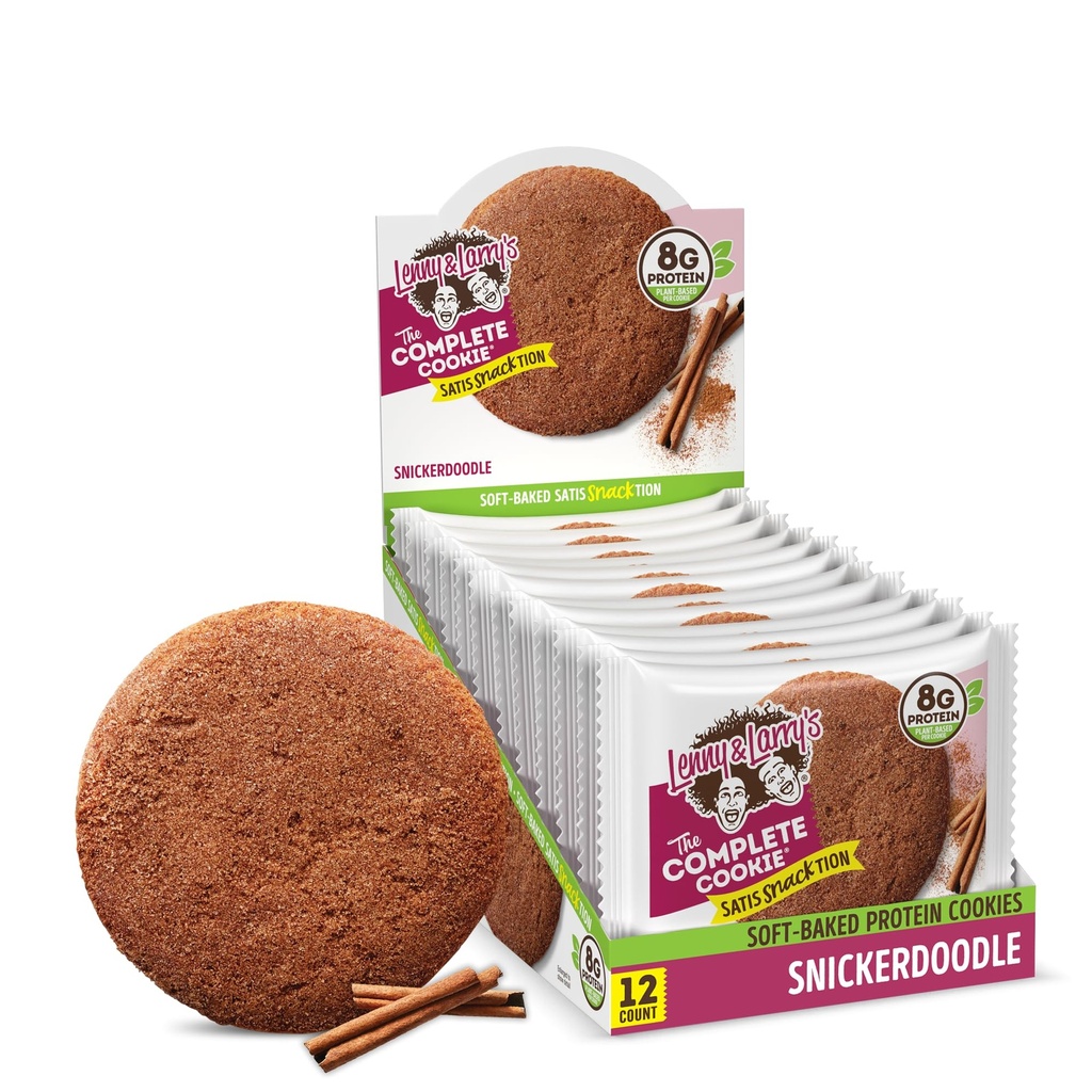 Lenny & Larrys Komplet Cookie, Snickerdoodle, Soft Baked, 8g Plant Protein, Vegan, Non- GMO, 2 Ounce Cookie (Pack of 12)