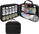 Pakke af 2 - Stor polstret pilleflaske Organizer, Medicine Bag, Case, Carrier for Medicin, Vitaminer, og medicinske forsyninger med faste lommer - Sort (uden lås)