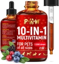 Cat Multivitamin - Vitaminer B, C og D3 i flydende form - 10 i 1 Hund Vitaminer og kosttilskud til at hjælpe med allergier & UTIs - Kat Vitaminer til hud & Coat Care - Glucosamin til HIPS & Joints - 2 Oz