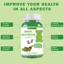 Sea Moss Gummies med Vitamin til Vegan & Voksen 1800 mg Sea Moss + 1100mg Bladderwrack + 300mg Burdock, Immunum & Detox Support til voksne og børn - 60 stk.