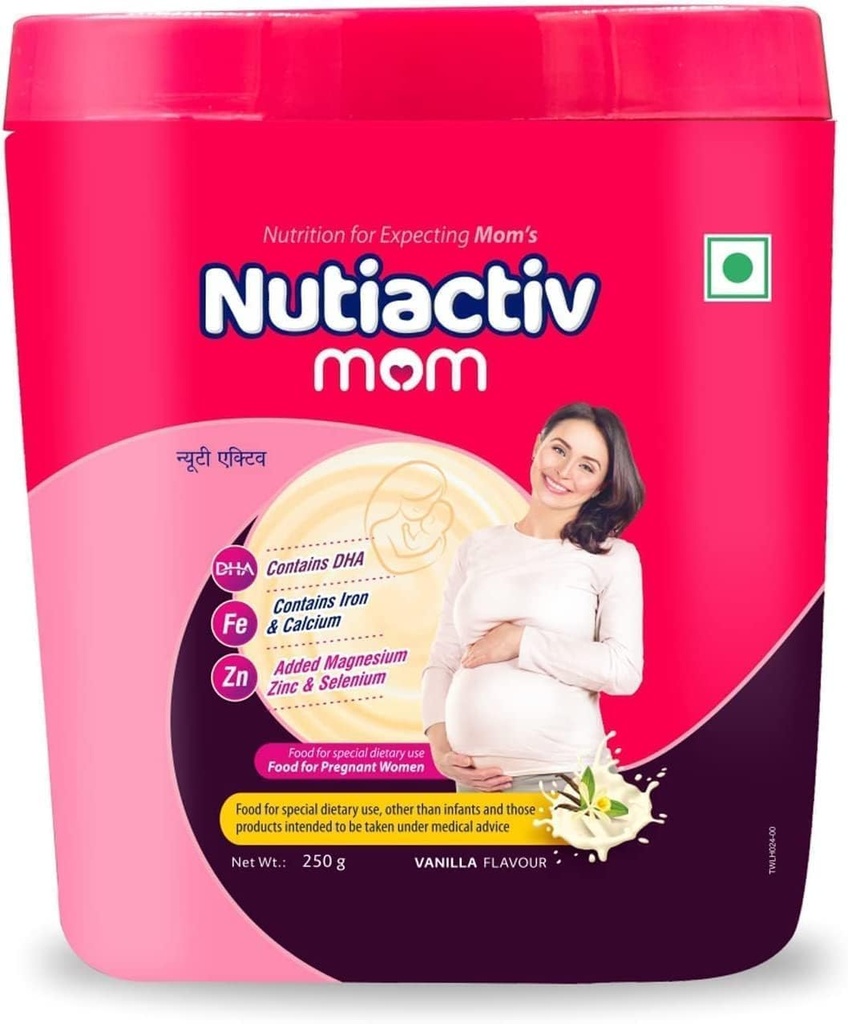 SENTA Leeford Nutiactiv Mor Protein Powder for Women - Beriget med næringsstoffer som E-vitamin, C-vitamin og DHA • 124; Forbedrer stofskifte og immunsystem • 124; for gravide kvinder 250g, Vanilla Flavor