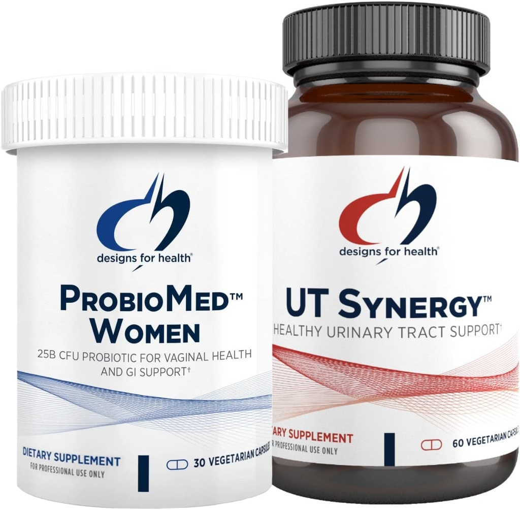 Designs for Health Vaginal Probiotic & UT Support Bundle - ProbioMed Women Probiotic (30 Capsules) for Gut Health & Vaginal pH, UT Synergy (60 Capsules) Urinary Tract Support with Hibiscus & D-Mannose