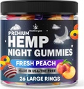 Hamp Gummies Night Time, High Potency Nap Gummies, Fred og Afslapning, Peach Ring Gummy Bear Edibles, Good, Rolig Bedtime- Gomitas para Dormir, Natural Hamp Oil- Made in USA