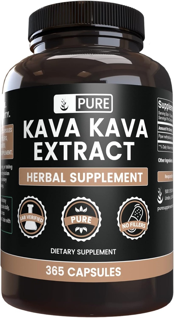 PURE ORIGINAL INGREDIENTS Kava Kava (365 Capsules) No Magnesium Or Rice Fillers, Always Pure, Lab Verified