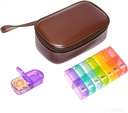 starfa lab Weekly Pill Organizer med Pill sag 2 gange om dagen, 7 dag om dagen / PM Pill sag Portable Travel Pill Box med opbevaring taske til Hold Vitamin, Kosttilskud, Medicin og fiskeolier (Brown)